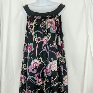 Torrid shift dress sz 26 black sateen floral pink